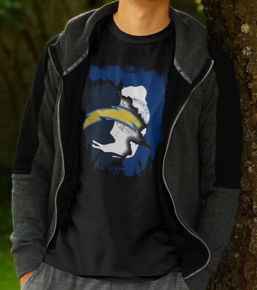 Together Wyoming Chargers Buffalo Silhouette Flag T-Shirt