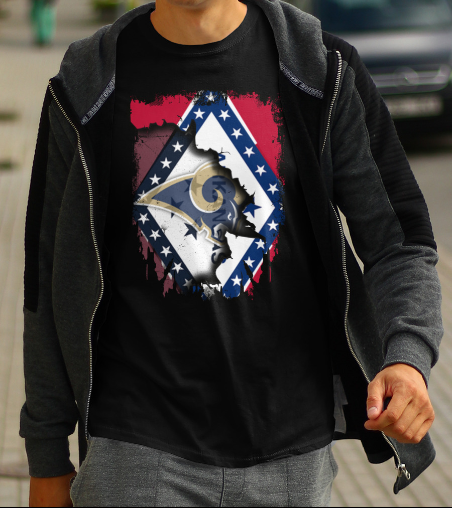 Arkansas Flag With Los Angeles Rams Logo Together T-Shirt