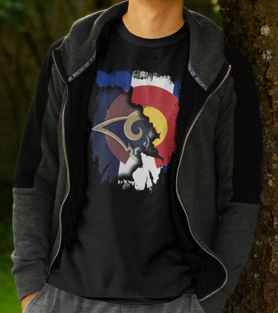 Together Colorado With Rams Logo And Colorado Flag Fusion T-Shirt