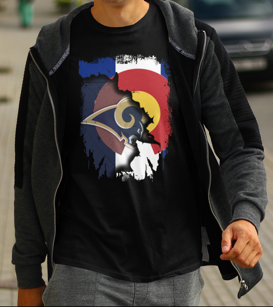 Together Colorado With Rams Logo And Colorado Flag Fusion T-Shirt