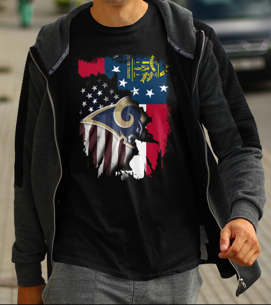 Together Georgia Rams American Flag Grunge T-Shirt