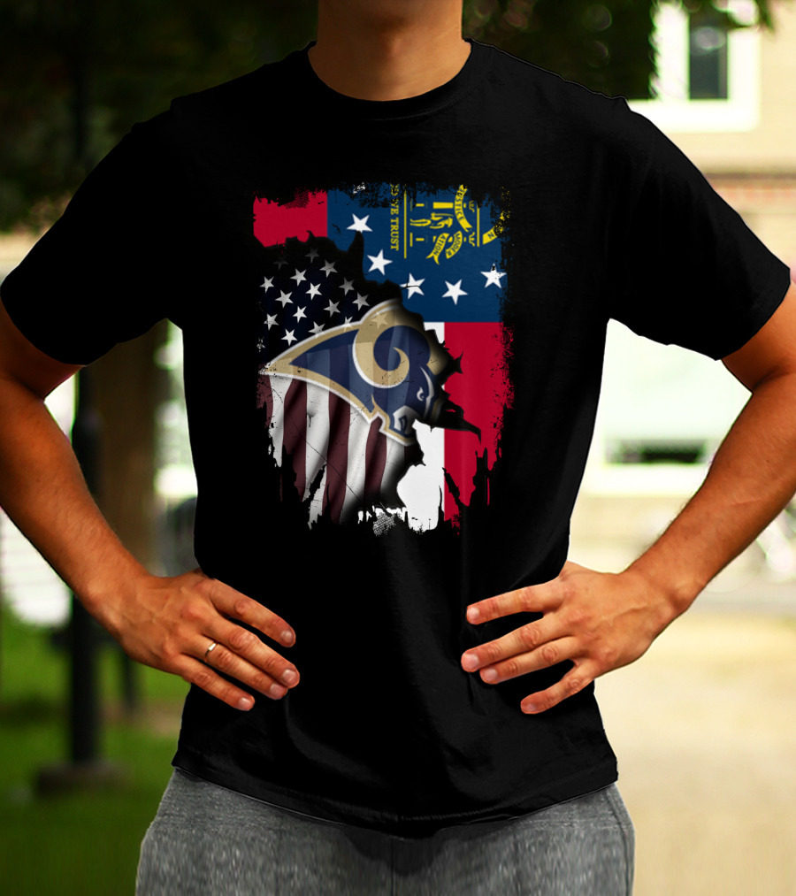Together Georgia Rams American Flag Grunge T-Shirt