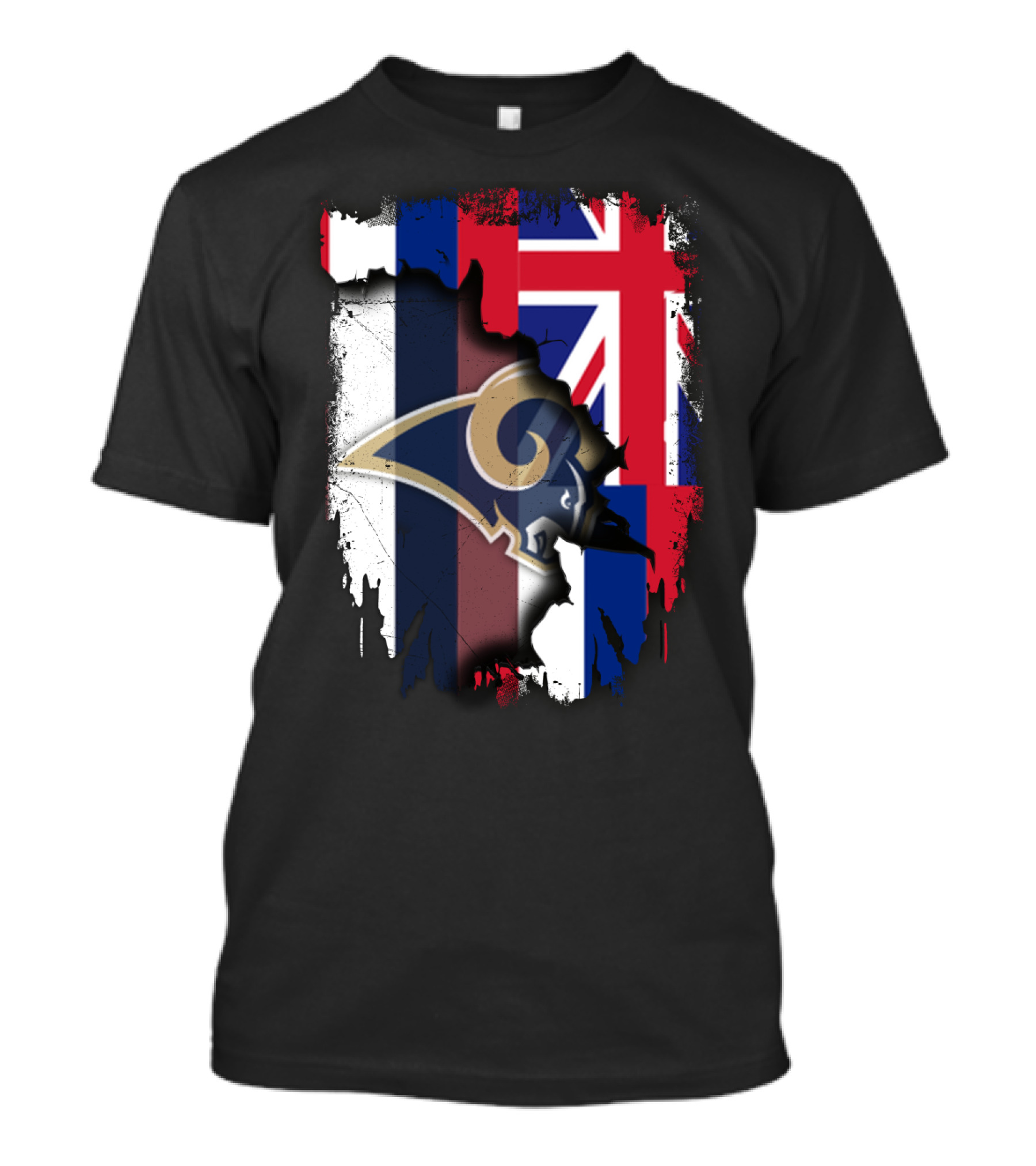 Together Hawaii Rams With Union Jack Flag Background T-Shirt