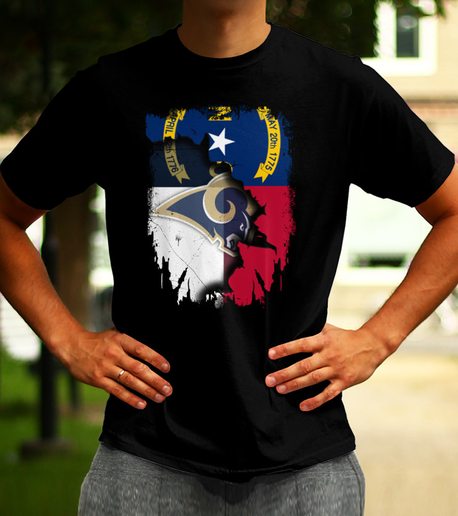 North Carolina State Flag With Rams Logo And Star Element T-Shirt
