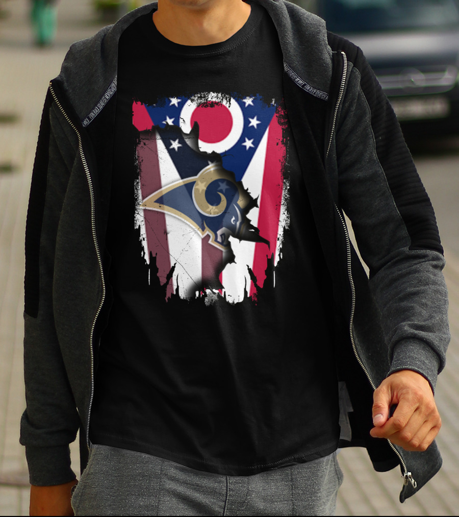 Ohio Pride With Rams Logo In Grunge T-Shirt