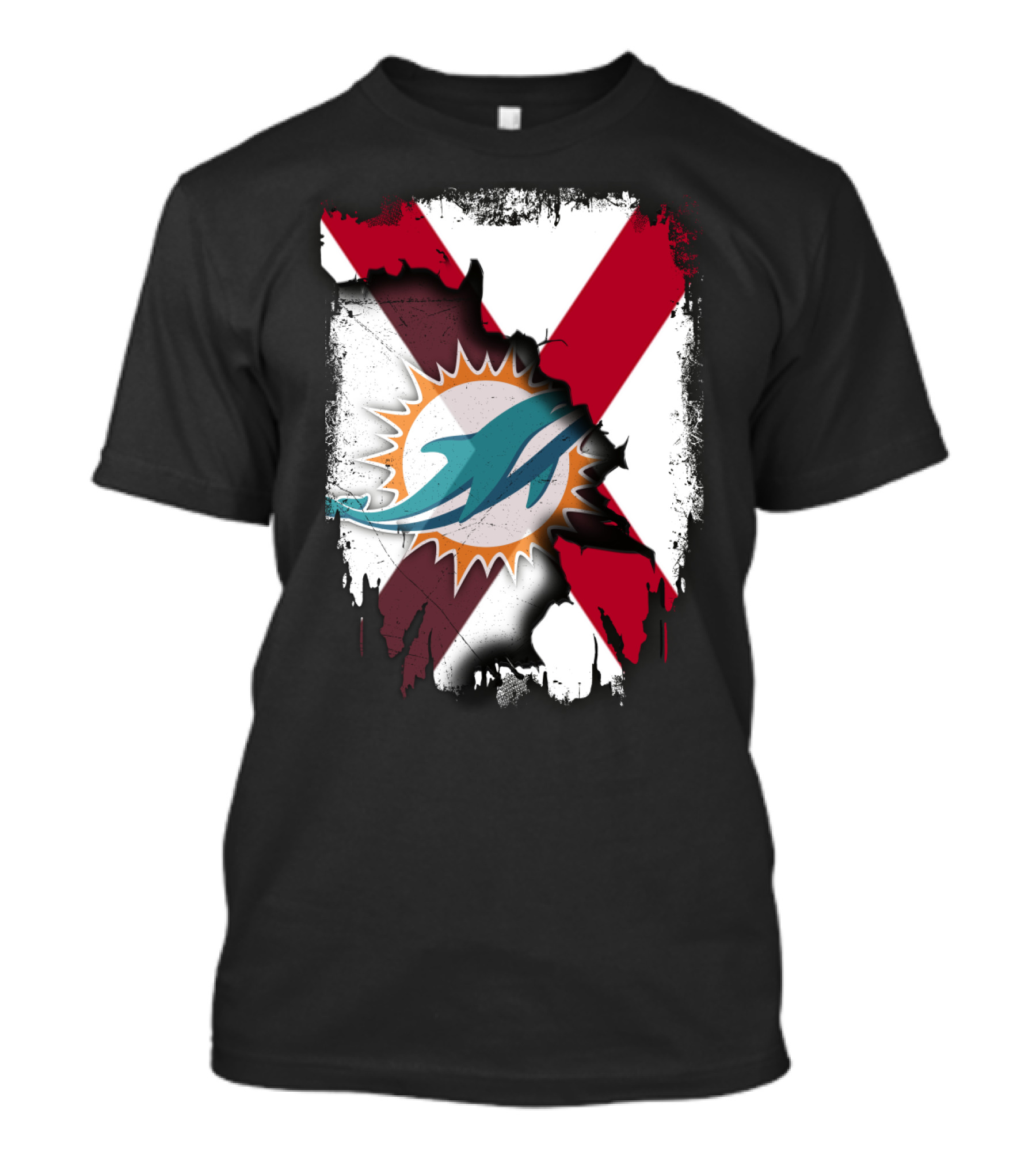 Alabama Miami Dolphins X Grunge Symbol Collaboration T-Shirt