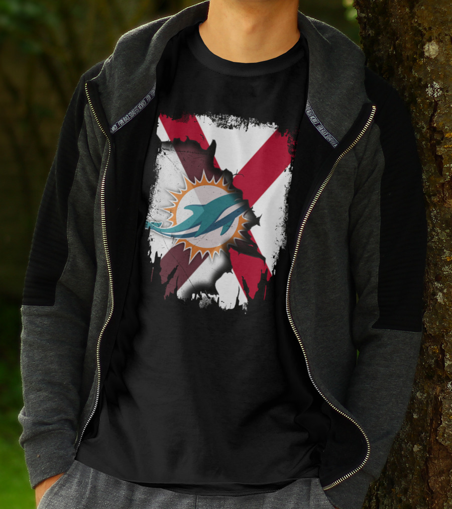 Alabama Miami Dolphins X Grunge Symbol Collaboration T-Shirt