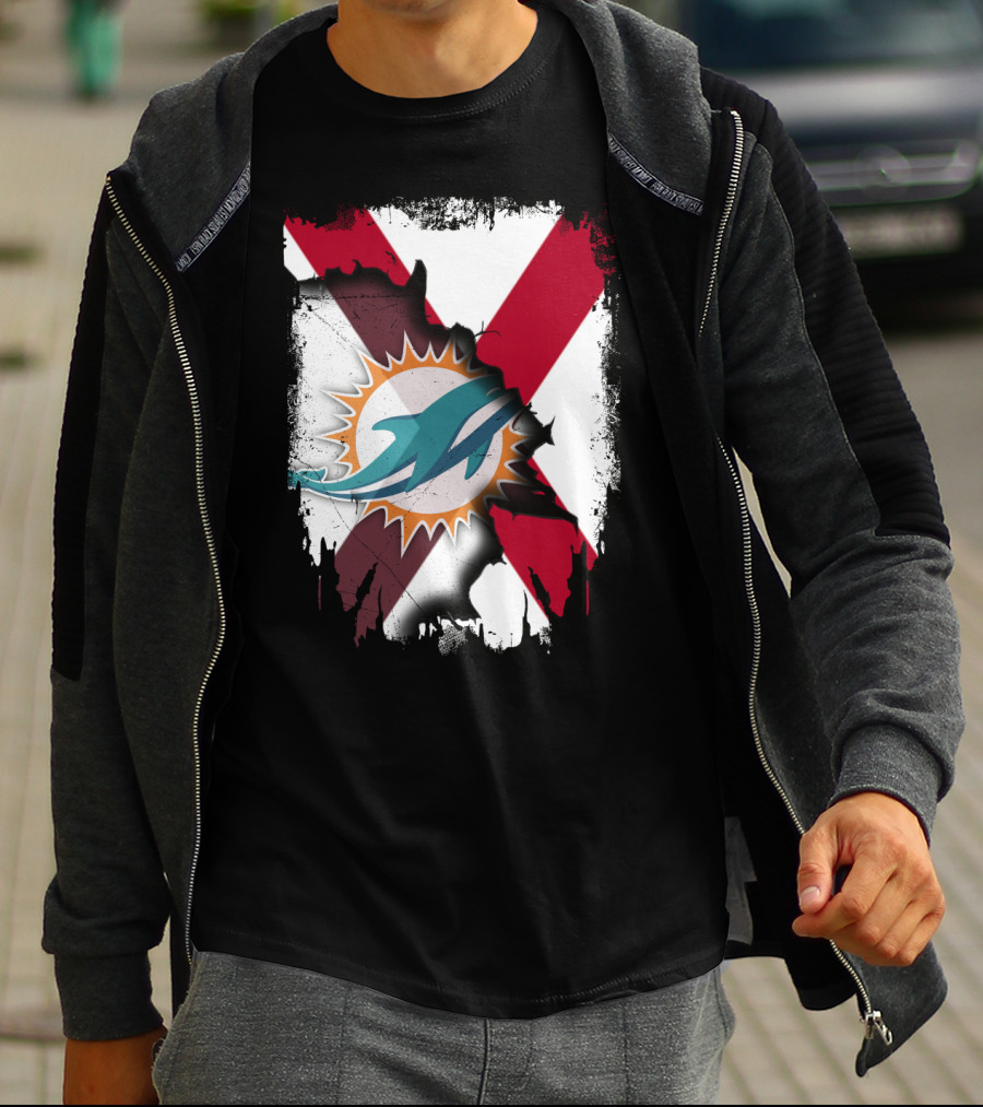 Alabama Miami Dolphins X Grunge Symbol Collaboration T-Shirt