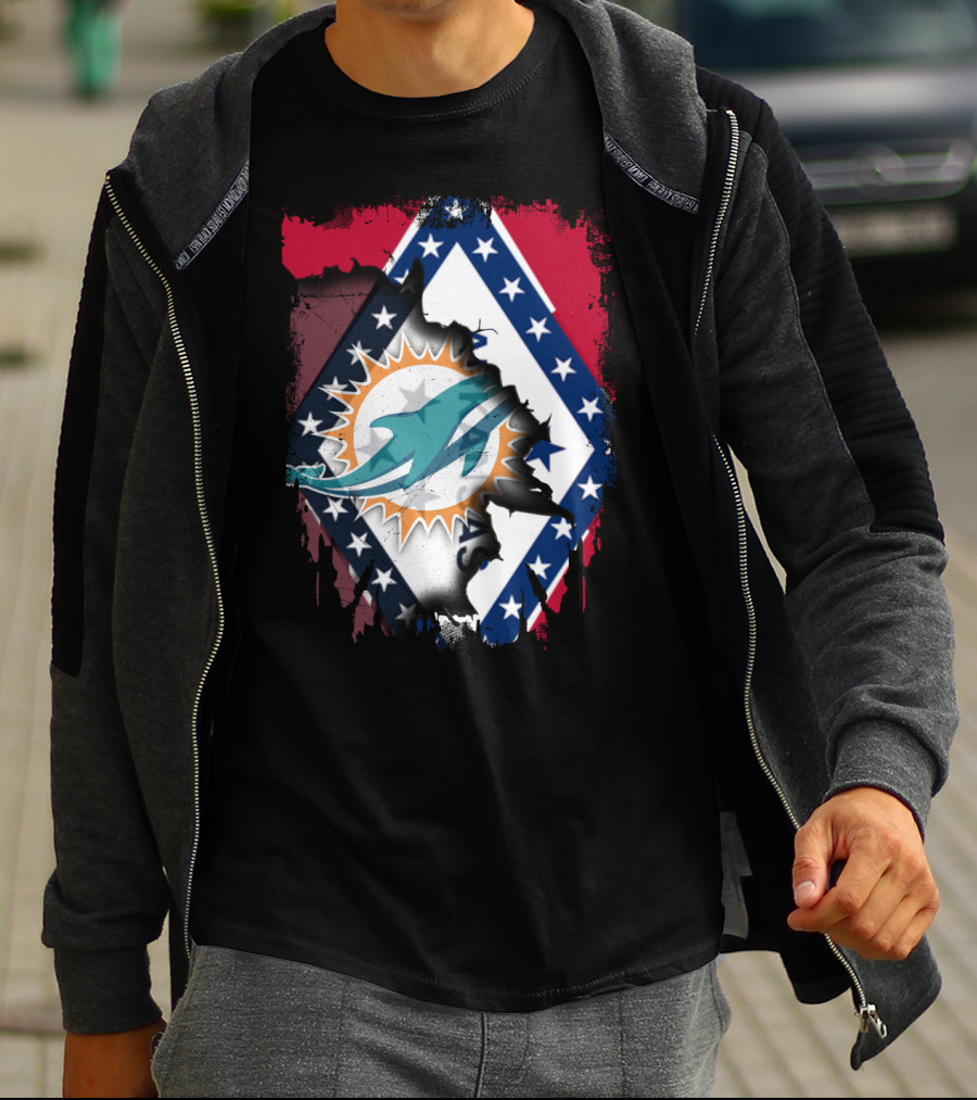 Arkansas Flag With Miami Dolphins T-Shirt
