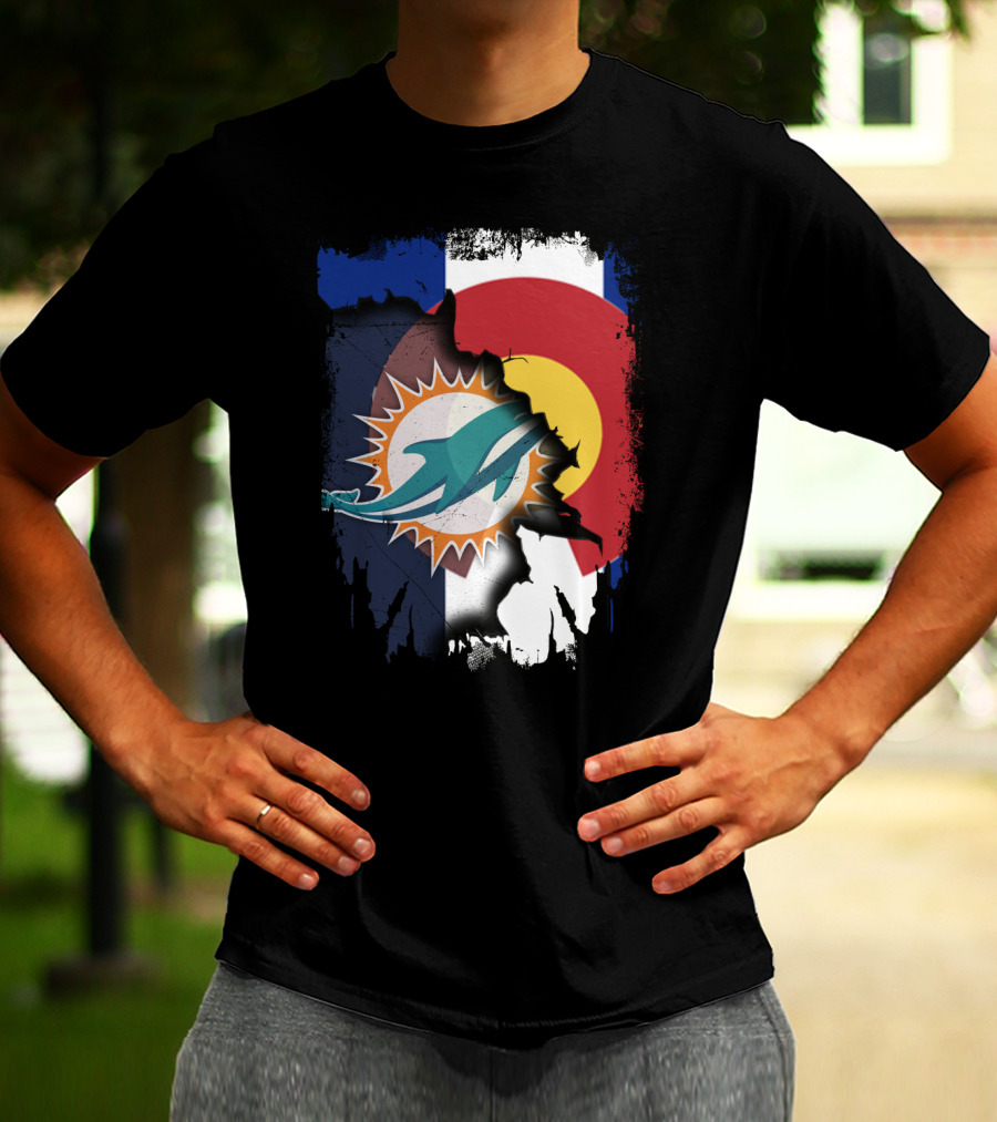 Together Colorado With Miami Dolphins And Colorado Flag Elements T-Shirt