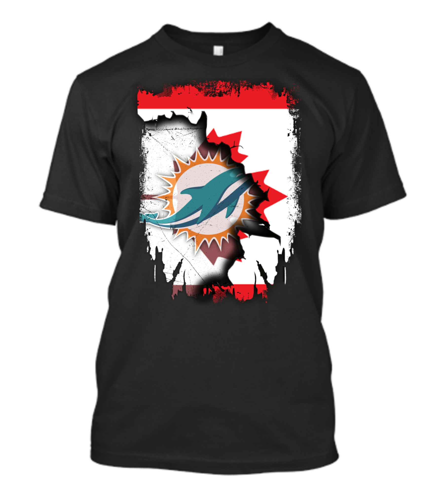 Canada Miami Dolphins Flag Symbol Fusion T-Shirt