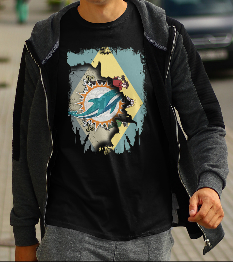 Delaware Dolphins Football Flag Fusion T-Shirt