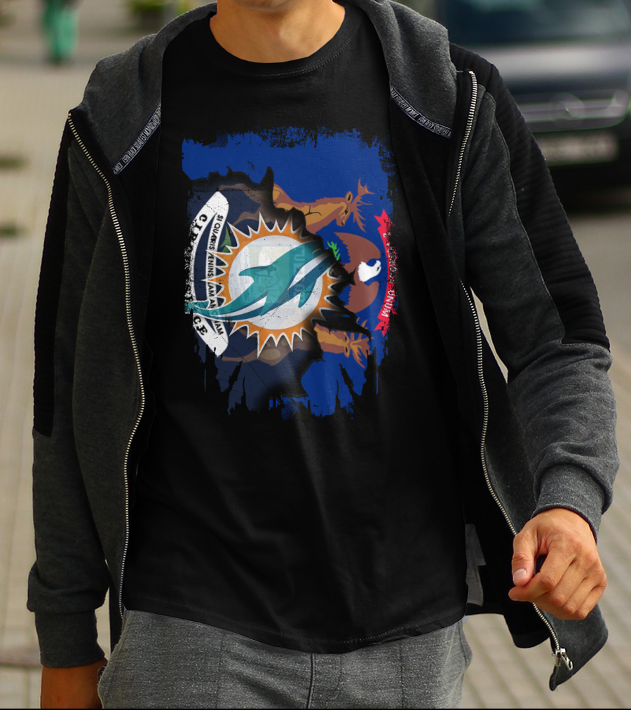 Together Michigan Dolphins With Seal And Crest Elements T-Shirt