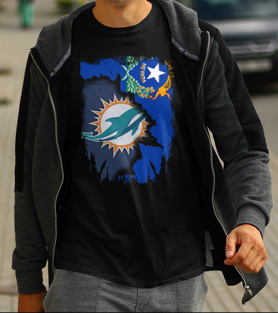 Nevada Dolphins Logo Fusion With State Flag T-Shirt