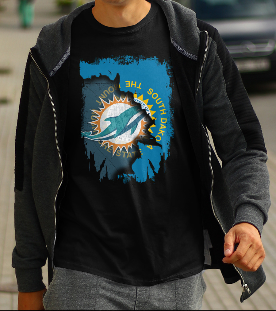 South Dakota State With Dolphins And Miami Dolphins T-Shirt