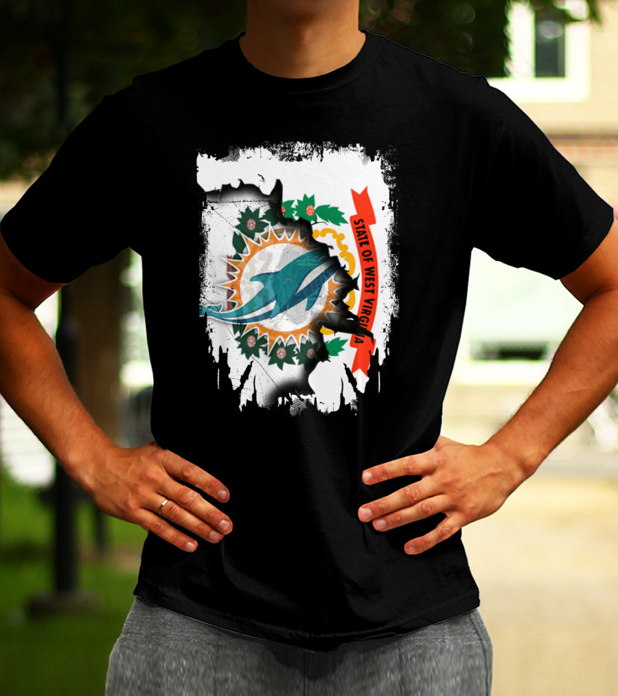 State Of West Virginia Dolphins Logo Fusion T-Shirt