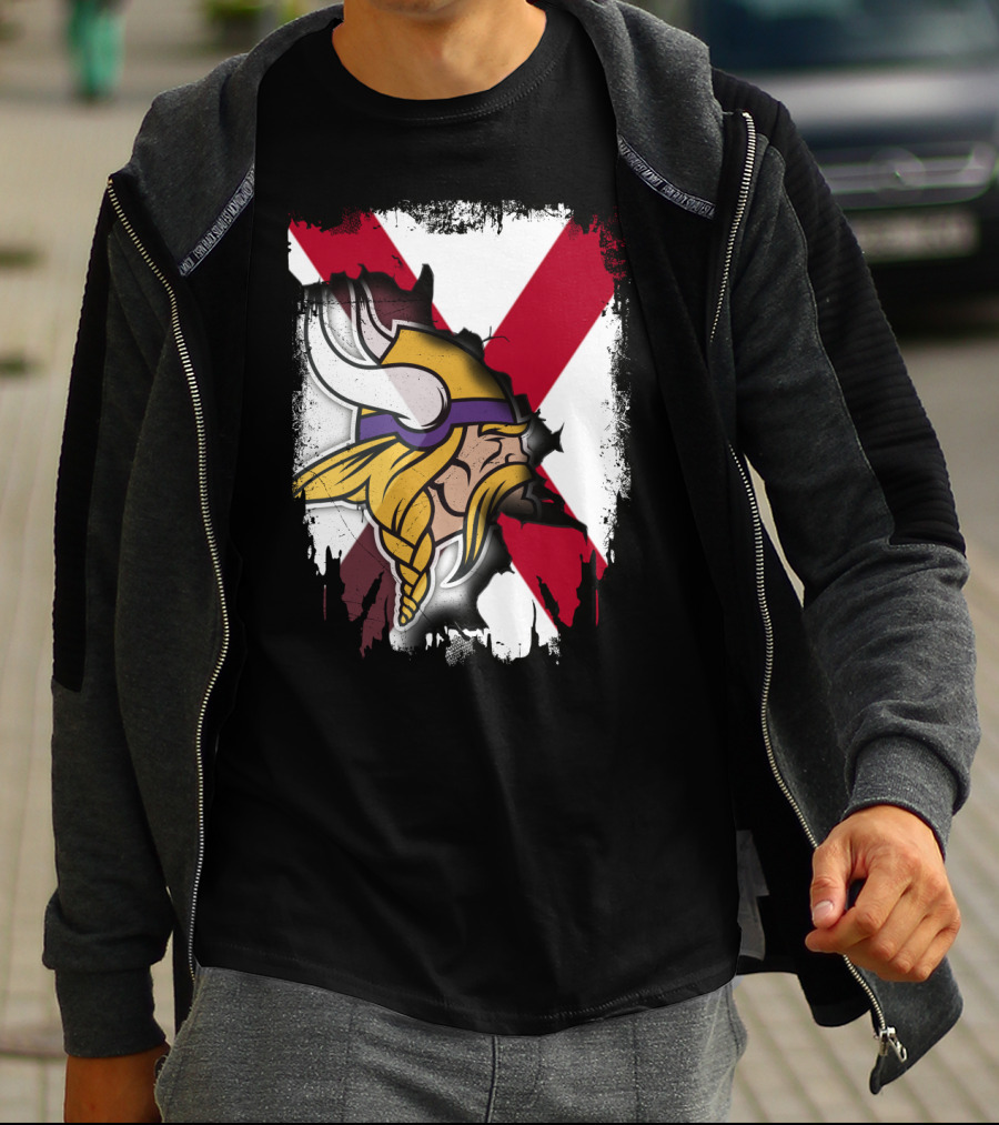 Alabama Vikings United With Crossed Flag T-Shirt