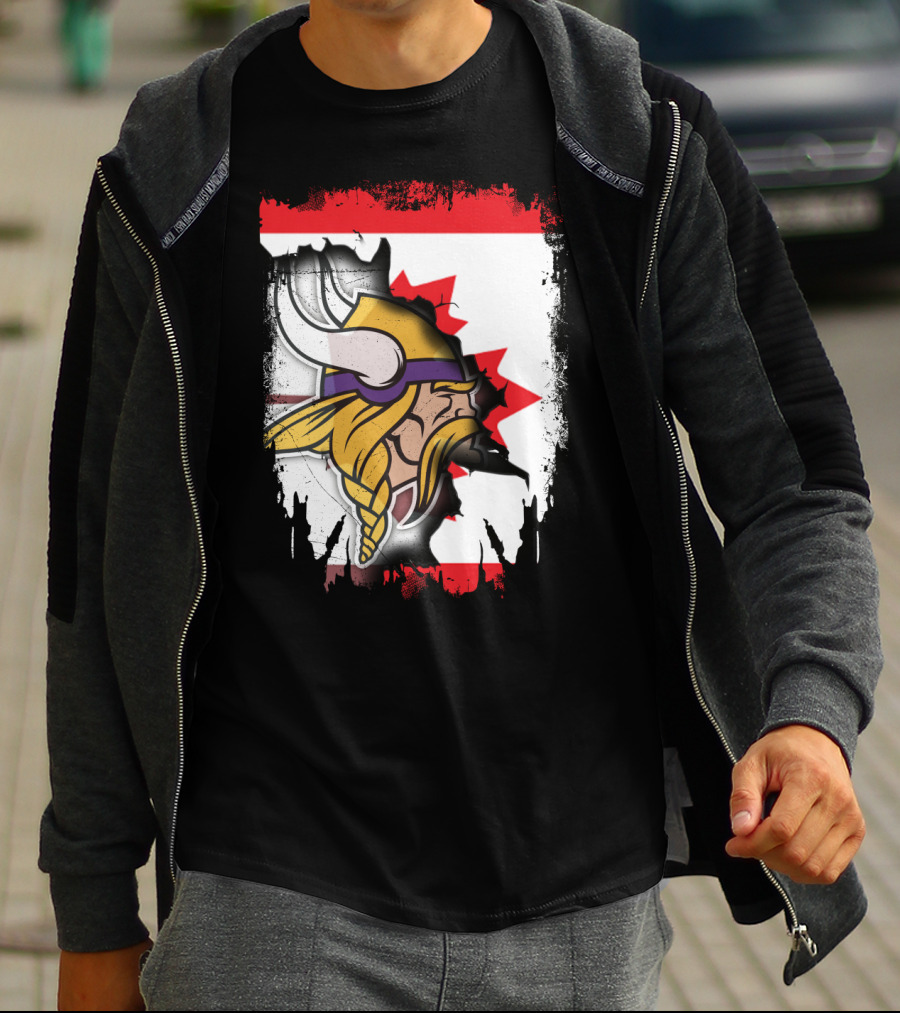 Minnesota Vikings And Canada Fusion Flag T-Shirt