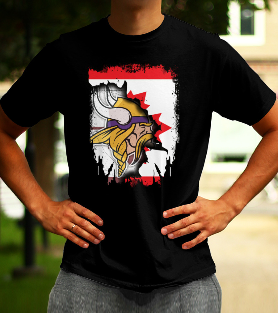 Minnesota Vikings And Canada Fusion Flag T-Shirt