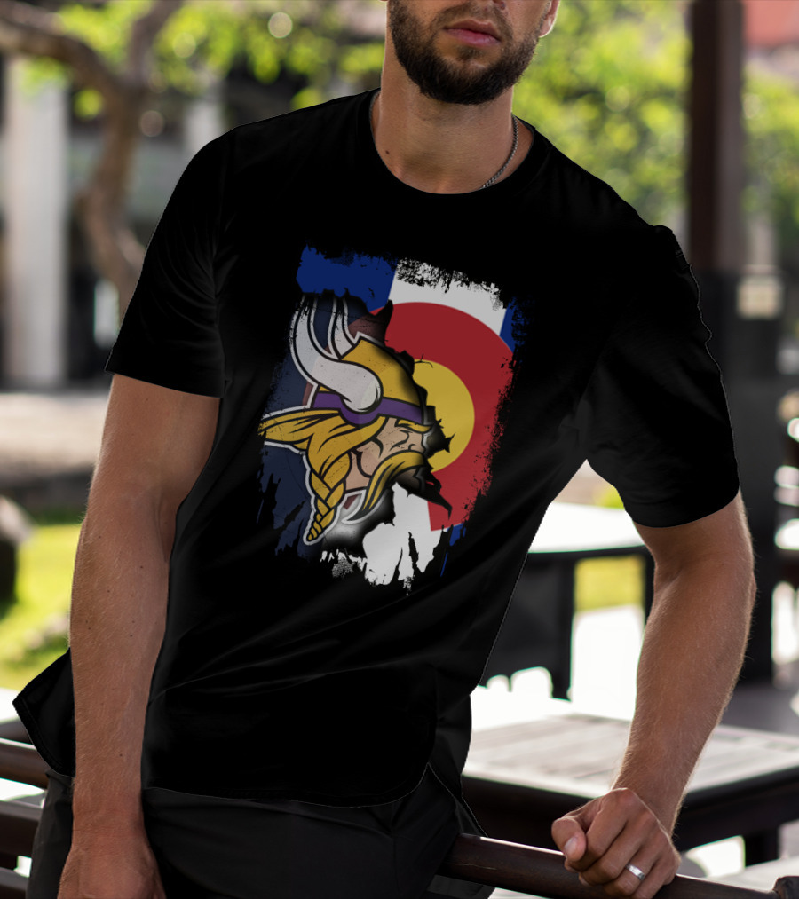 Together Colorado Vikings Emblem And Flag Fusion T-Shirt