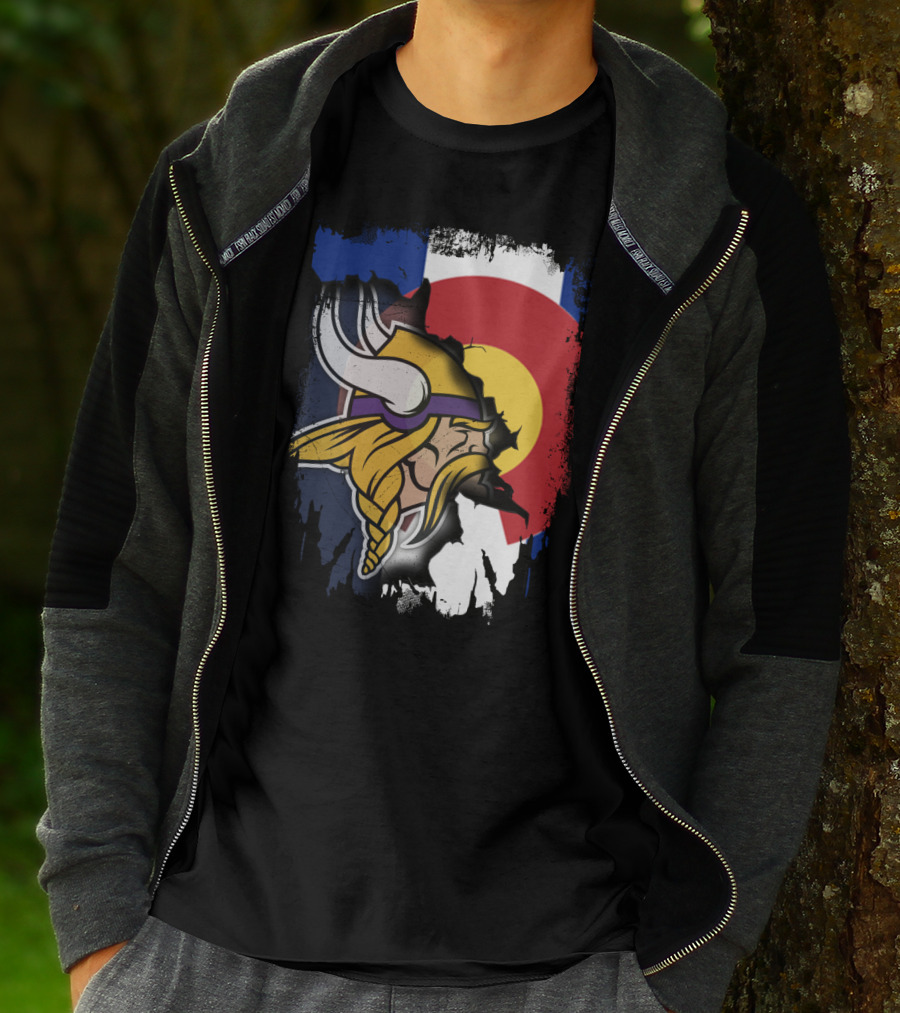 Together Colorado Vikings Emblem And Flag Fusion T-Shirt