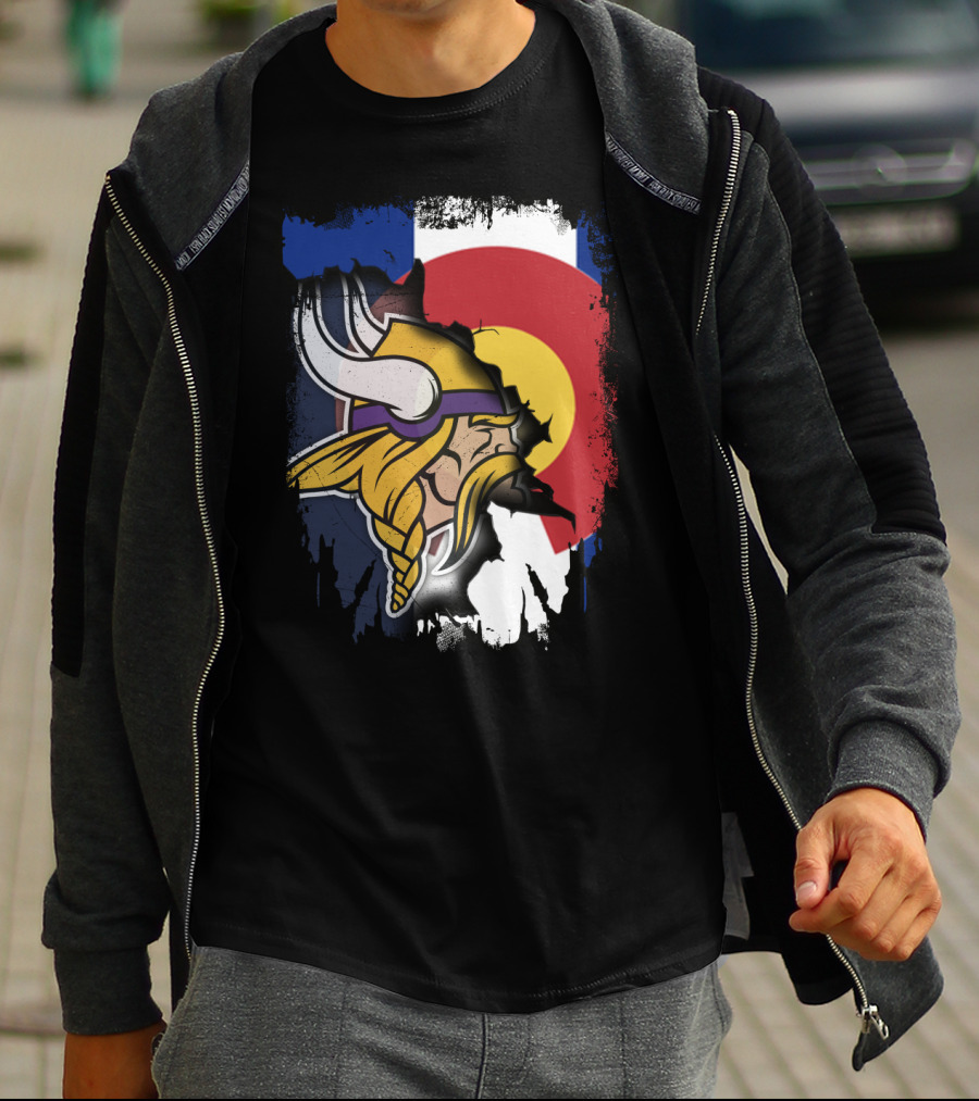 Together Colorado Vikings Emblem And Flag Fusion T-Shirt