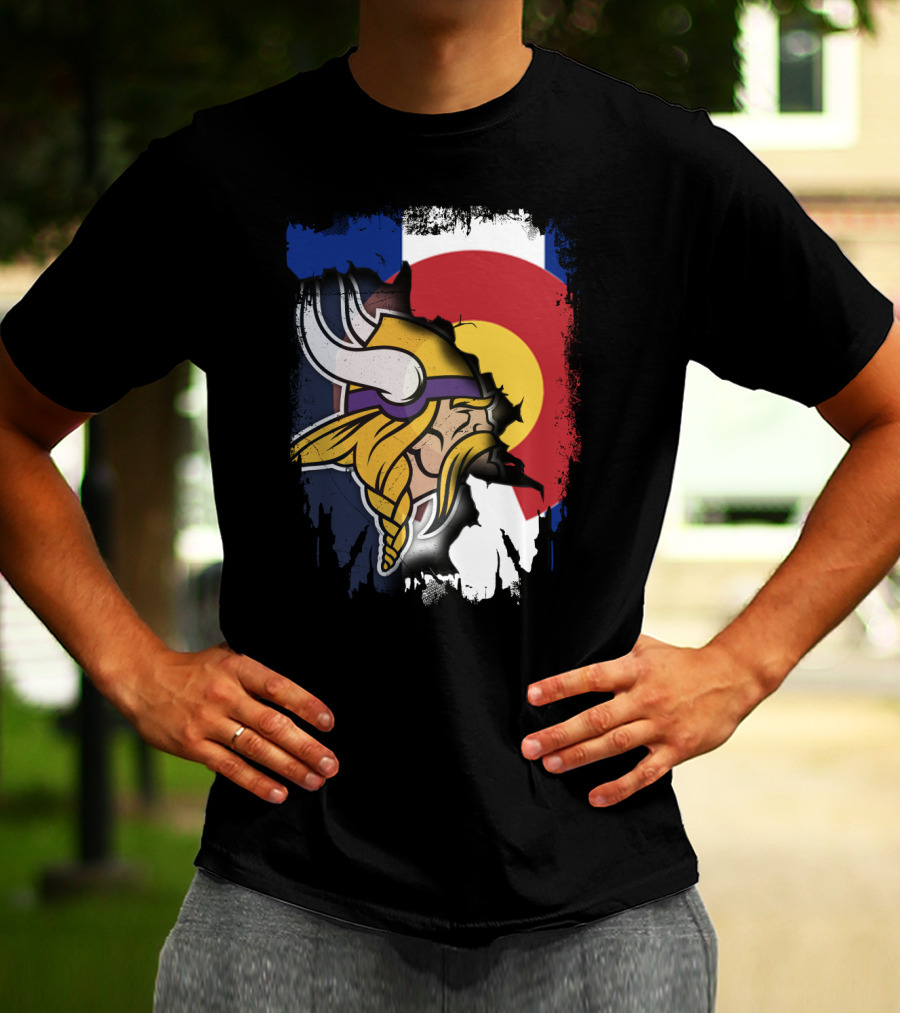 Together Colorado Vikings Emblem And Flag Fusion T-Shirt