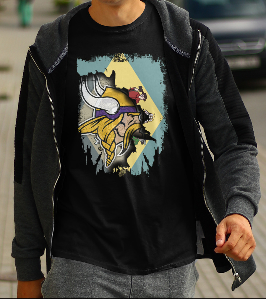 Together Delaware Viking Helmet Overlapping State Flag And Historical Figures T-Shirt