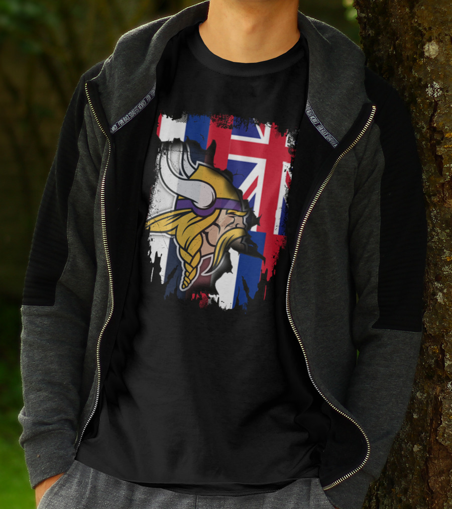 Hawaii Union Jack With Vikings Head T-Shirt