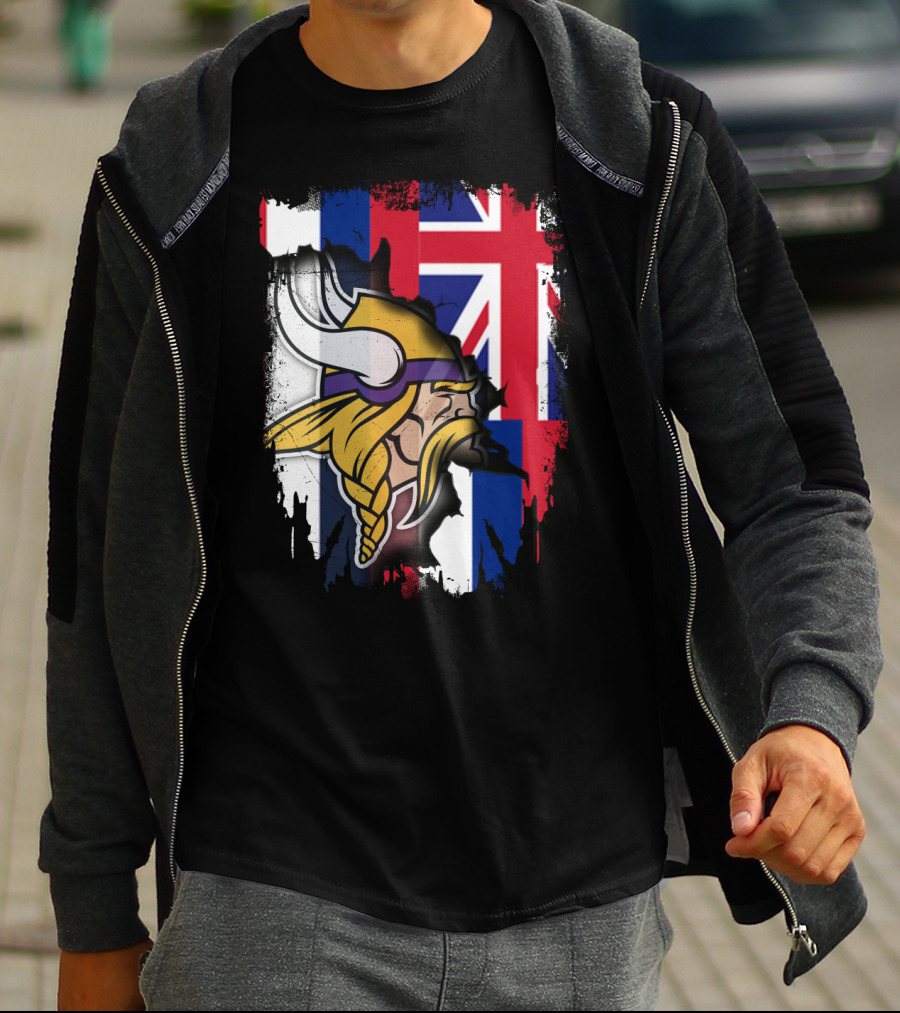 Hawaii Union Jack With Vikings Head T-Shirt
