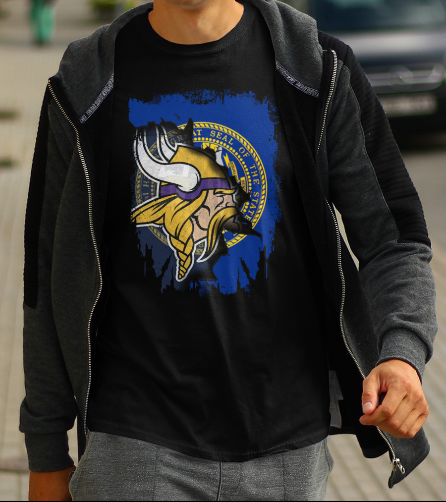 Together Nebraska Seal With Vikings Helmet T-Shirt