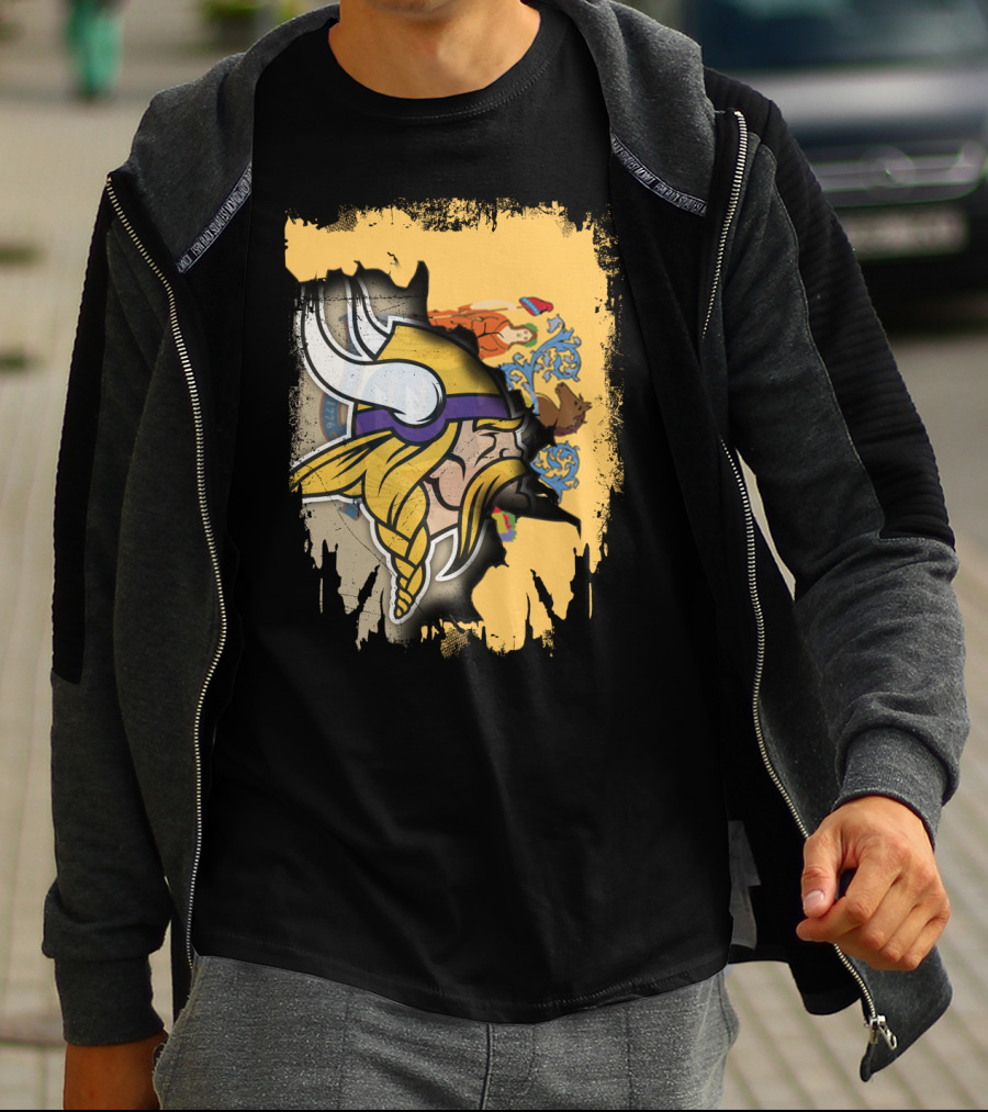 New Jersey State Emblem Merged With Vikings T-Shirt