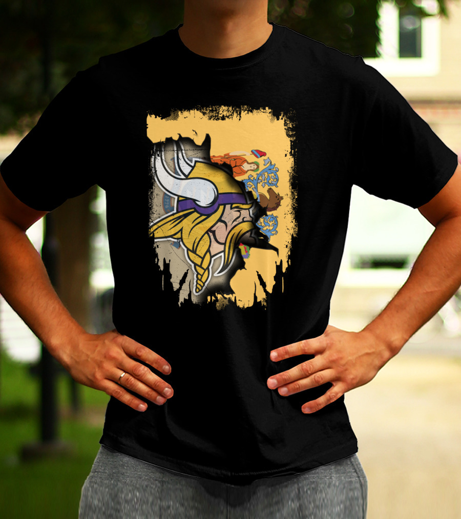 New Jersey State Emblem Merged With Vikings T-Shirt