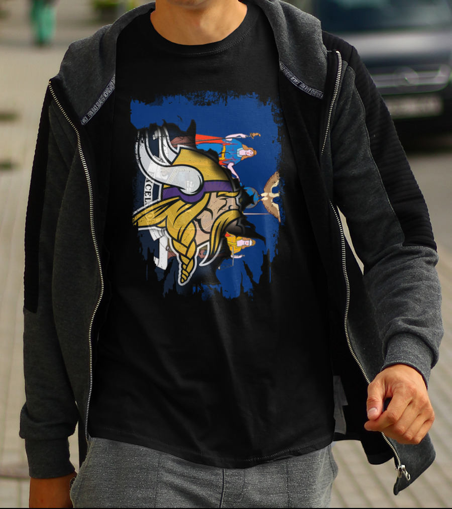 Together New York State Flag With Minnesota Vikings T-Shirt