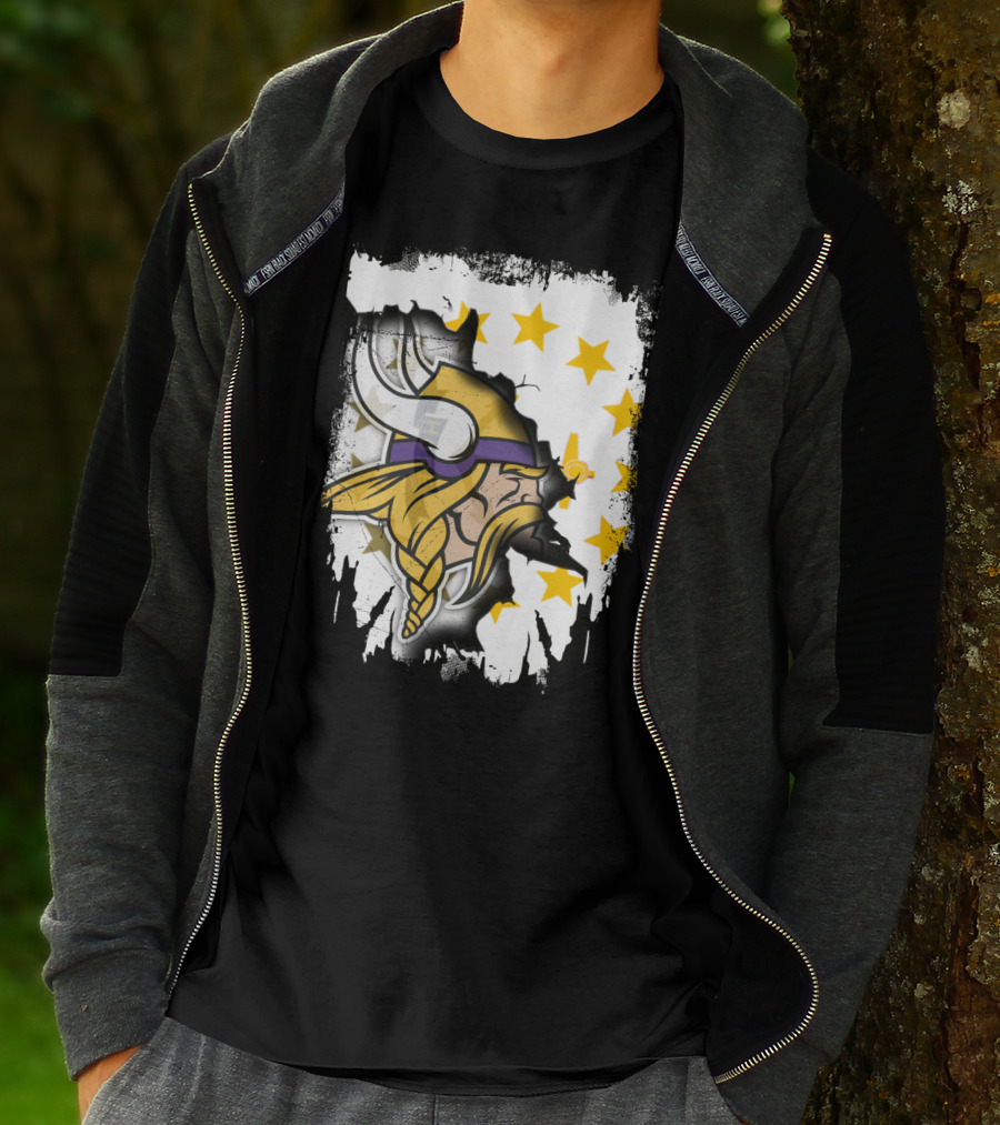 Rhode Island With Vikings And Stars T-Shirt