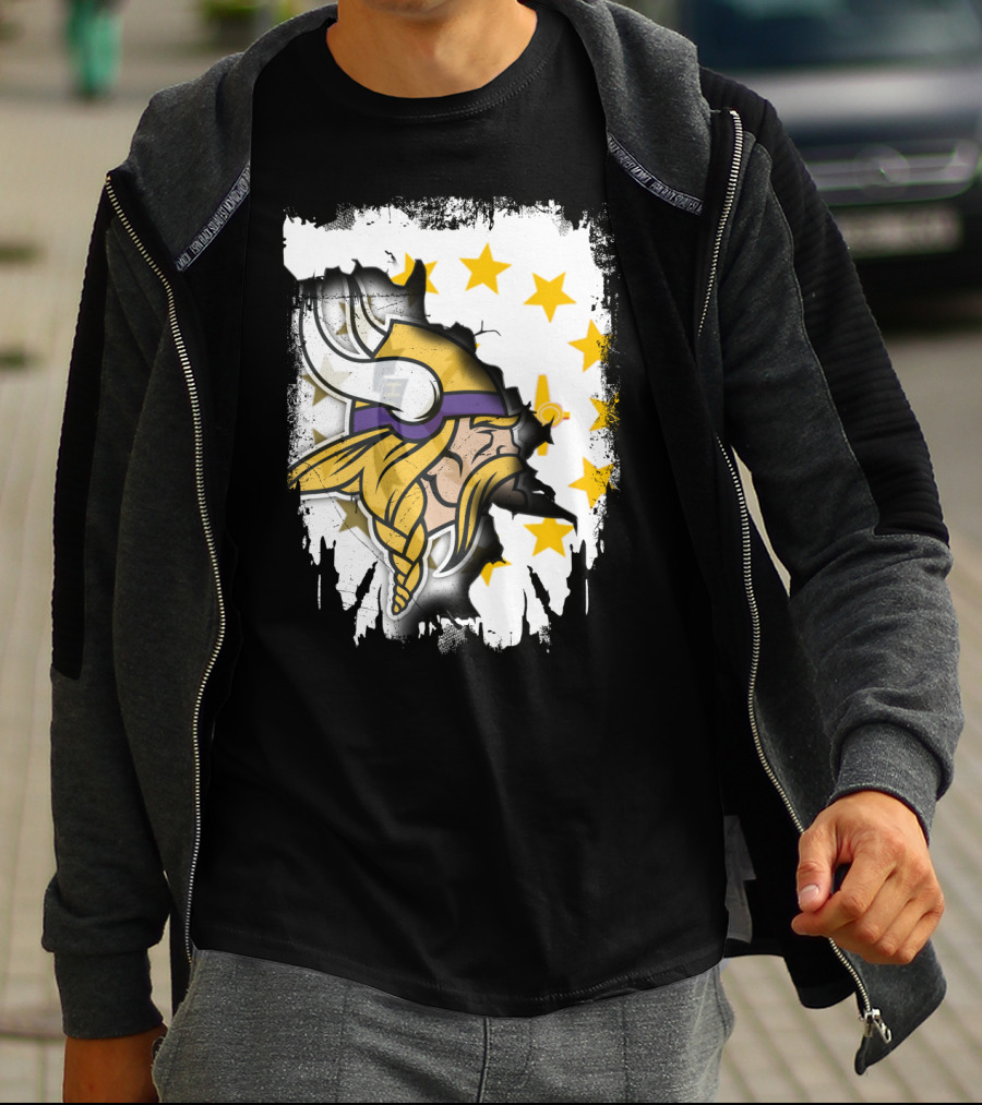 Rhode Island With Vikings And Stars T-Shirt