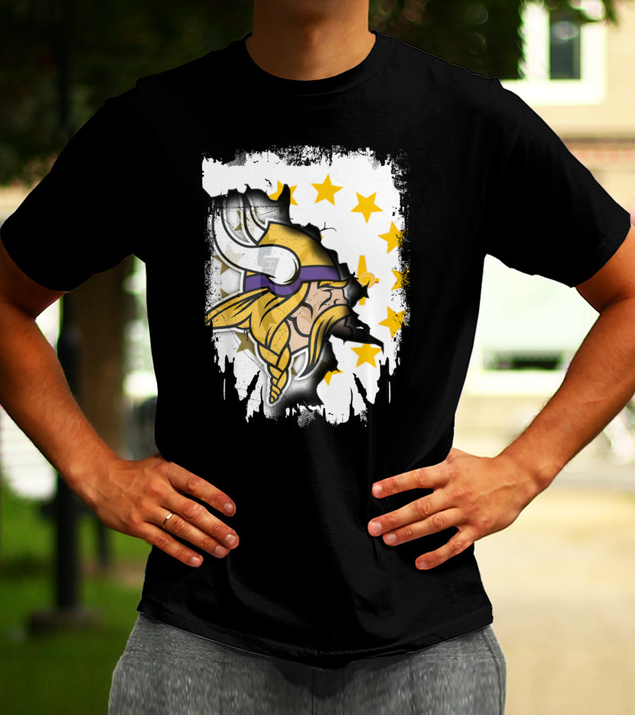 Rhode Island With Vikings And Stars T-Shirt