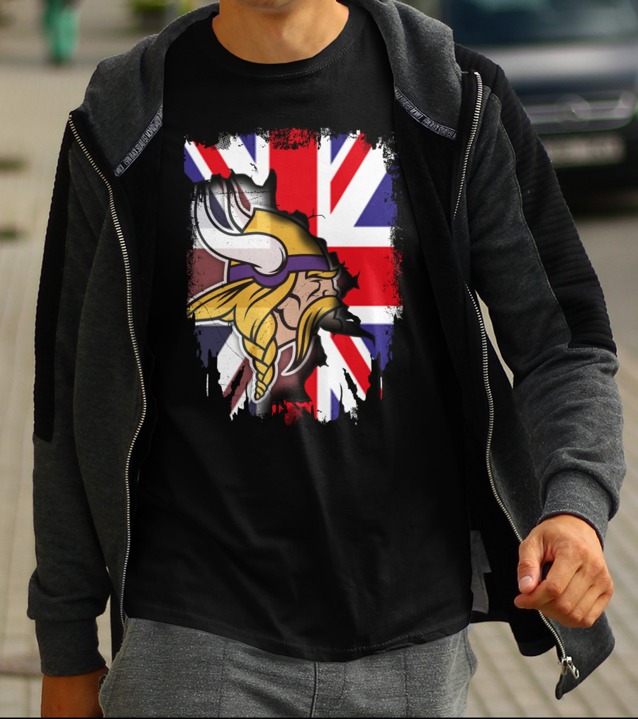 United Kingdom Flag With Viking Warrior Helmet T-Shirt