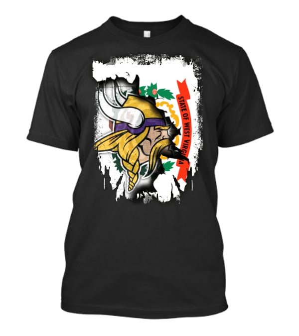 State Of West Virginia With Vikings Logo Fusion T-Shirt