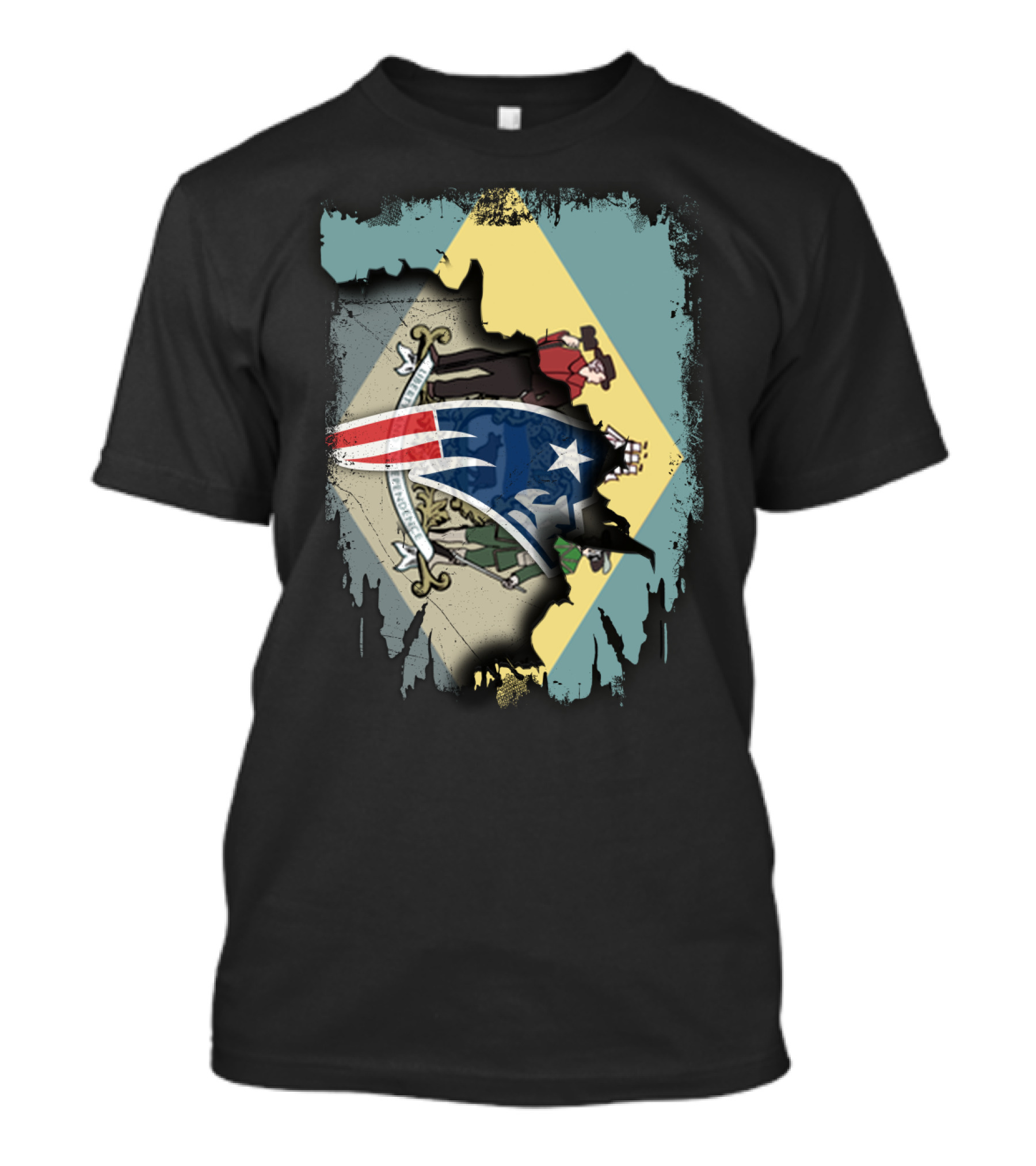 Delaware Flag With Ripped American Patriot Crest T-Shirt