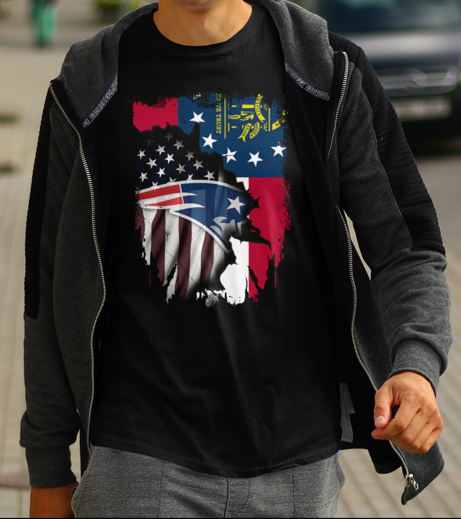 Georgia State Flag New England Patriots American Flag Fusion T-Shirt