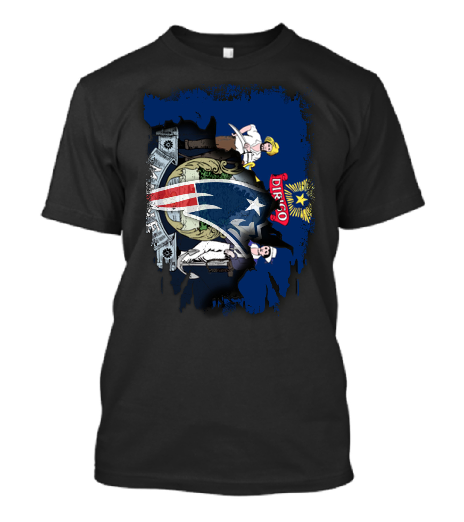 Maine State And Patriots United Together With Dirigo Motto T-Shirt