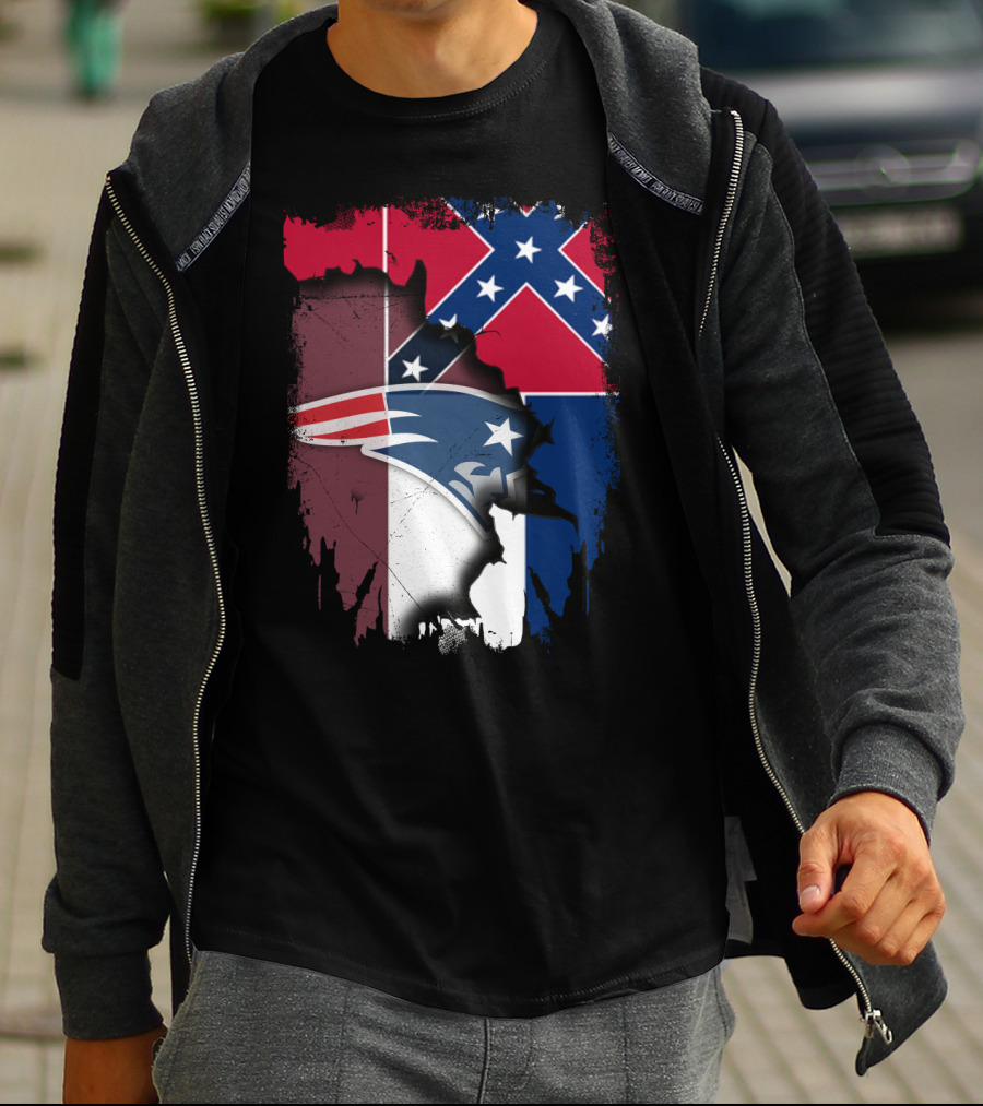 Patriots Logo Over Mississippi With Confederate Flag Background T-Shirt
