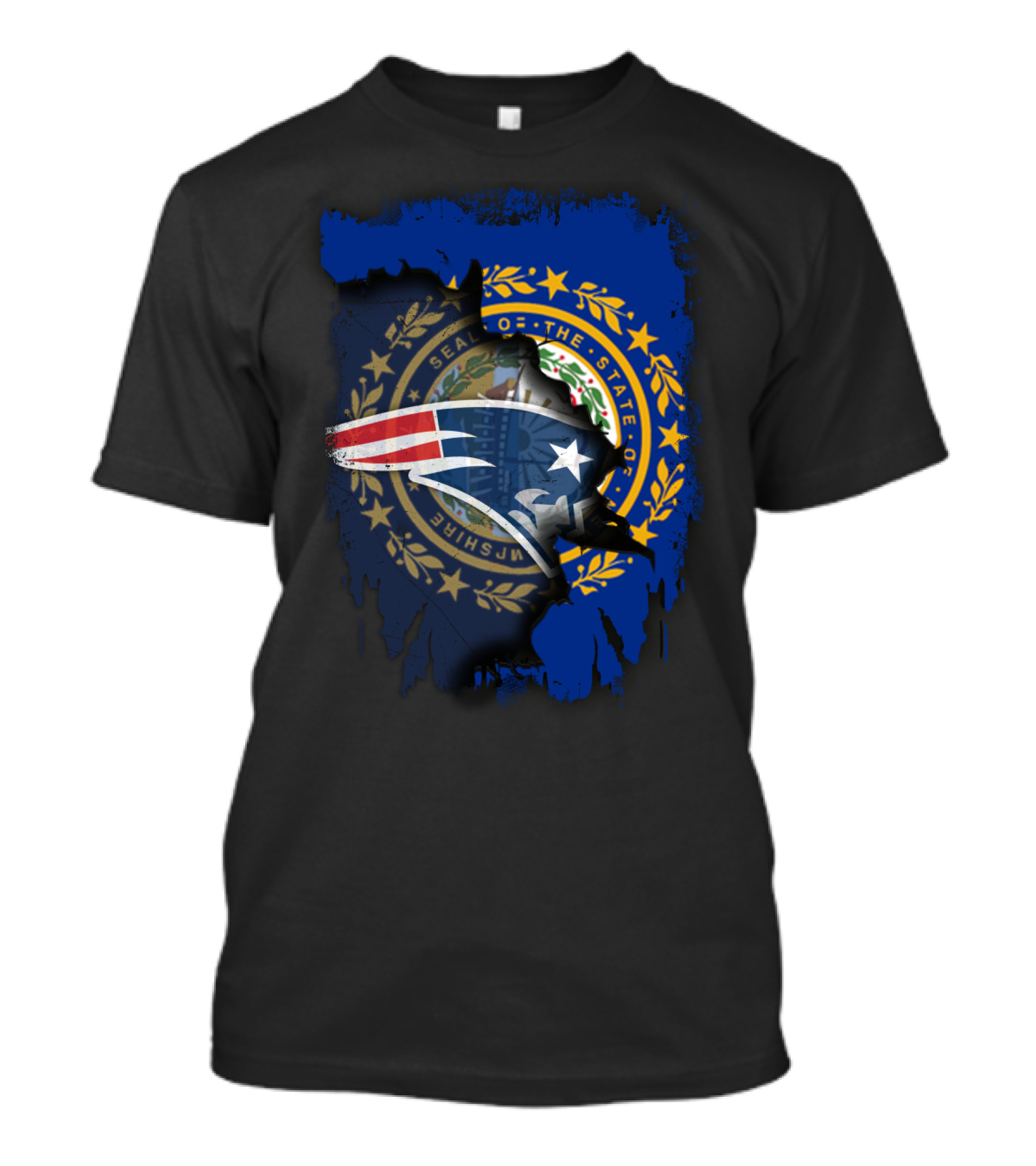 New Hampshire Seal With Patriots Logo Integration T-Shirt