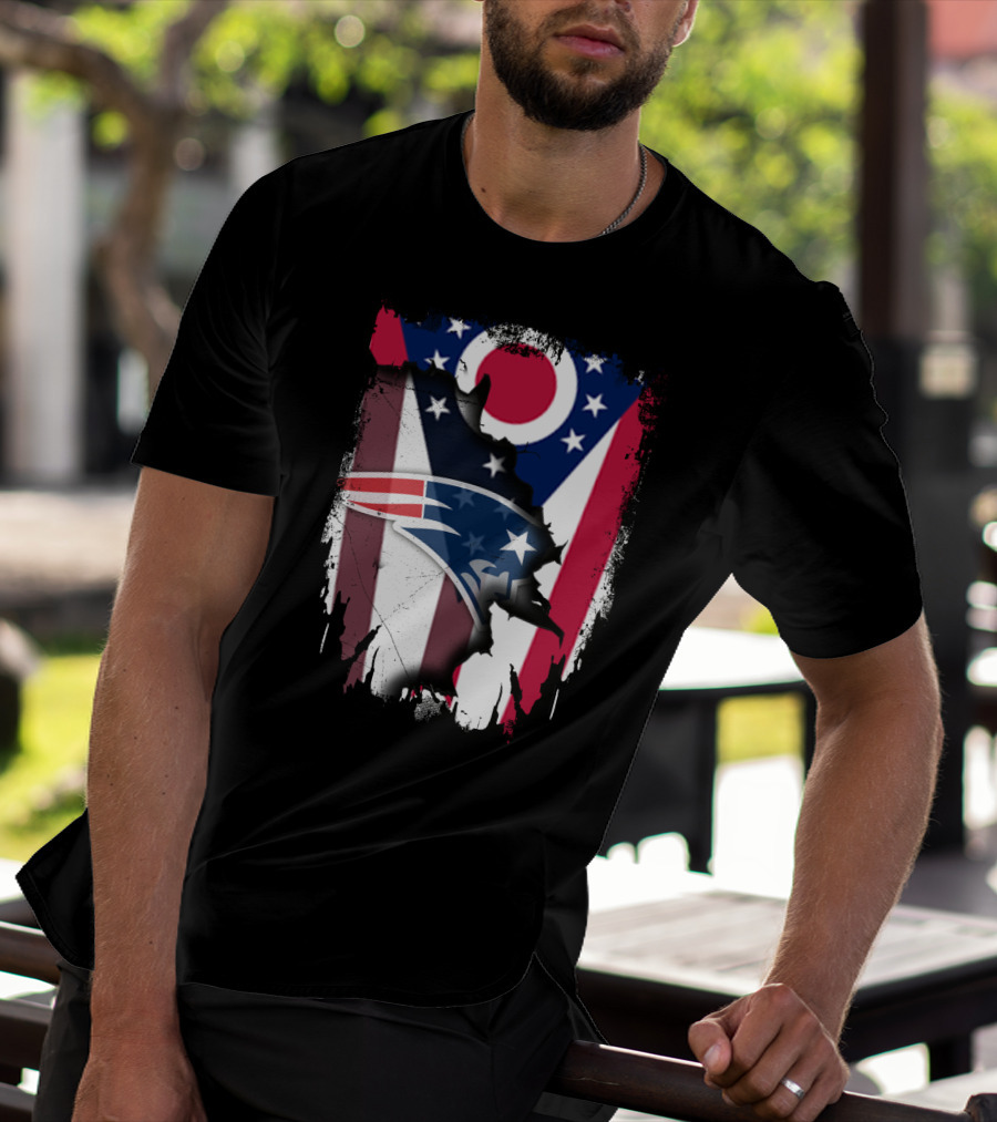Ohio Flag With New England Patriots Logo Integration T-Shirt