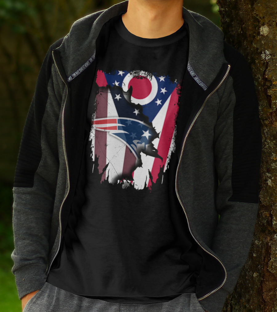 Ohio Flag With New England Patriots Logo Integration T-Shirt
