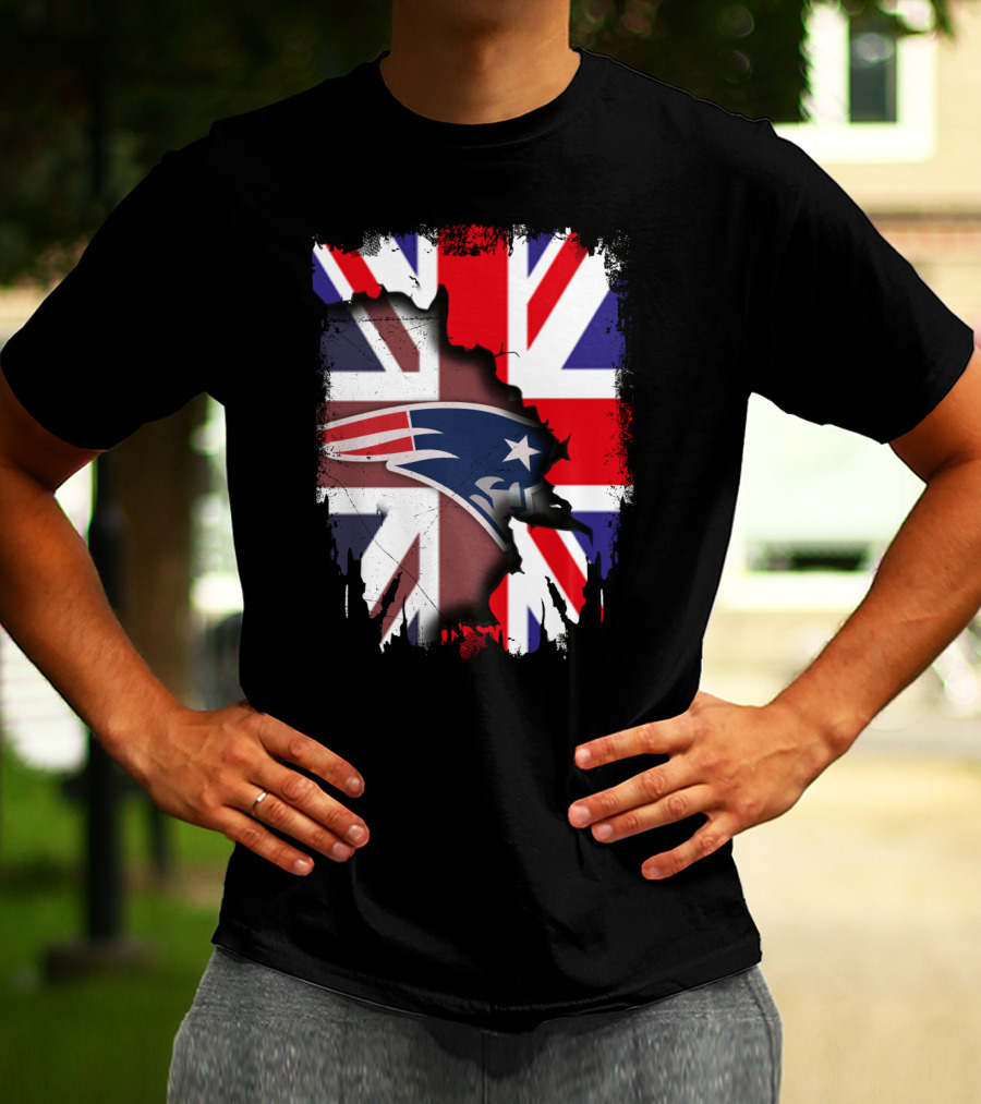 Union Jack And New England Patriots United Together T-Shirt