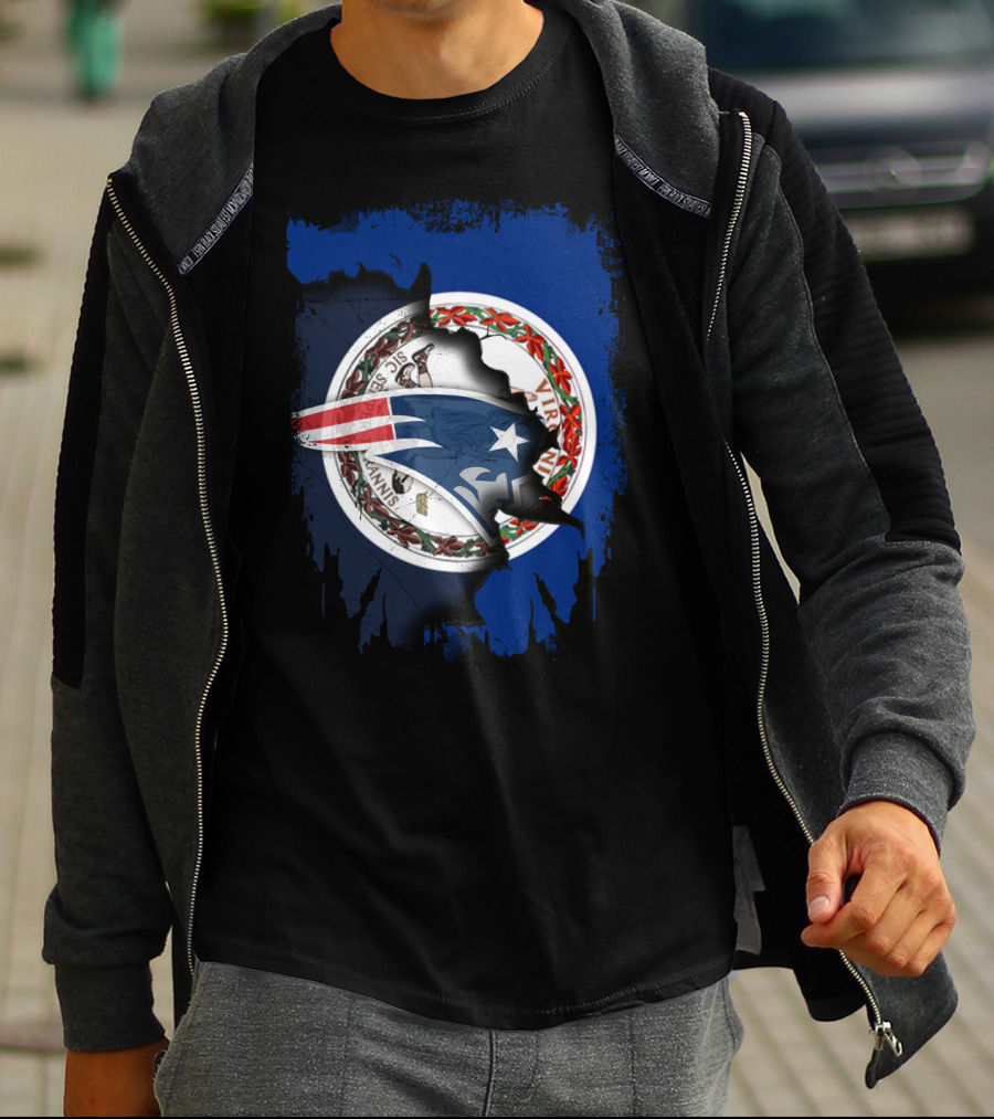 Virginia State Seal With Patriots Football Symbol Together T-Shirt