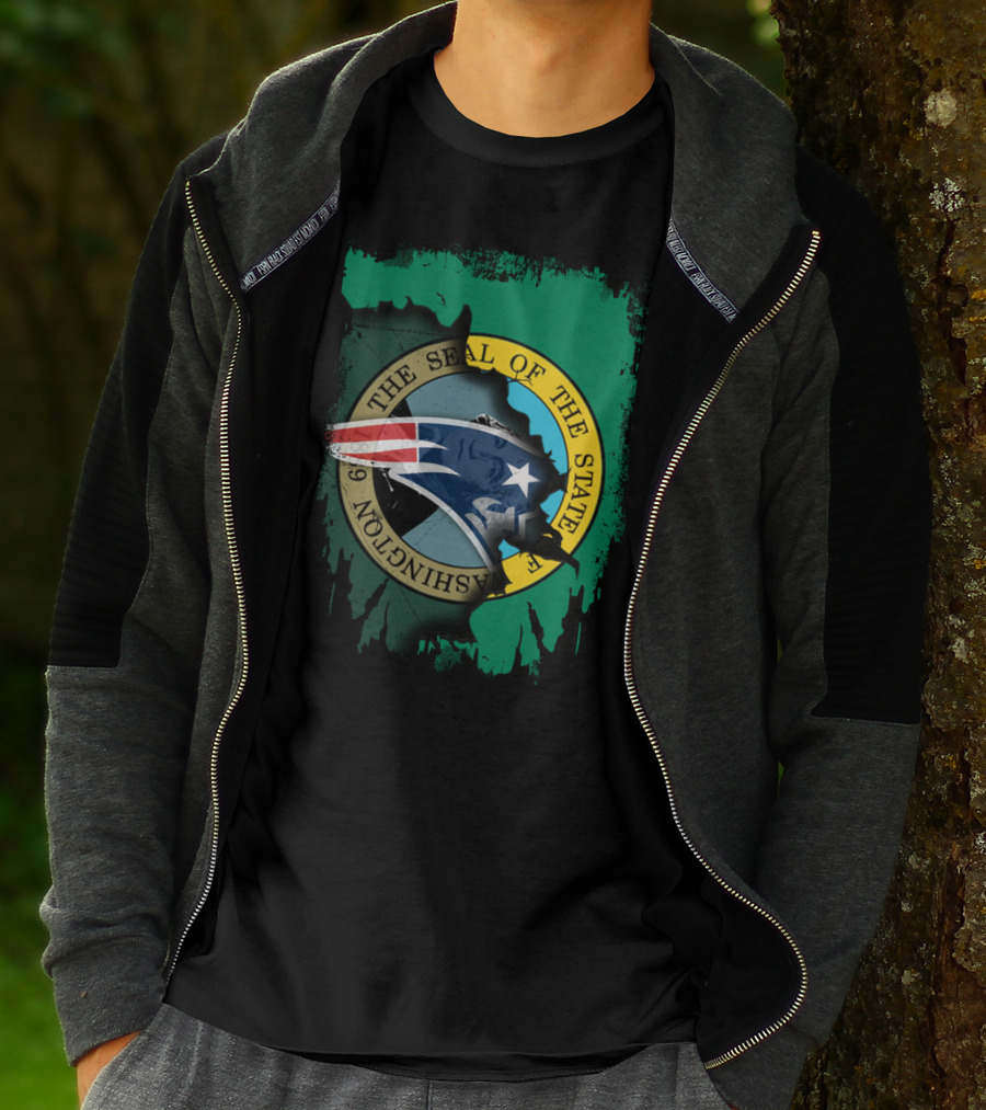 The Seal Of The State Of Washington With Patriots Logo Fusion T-Shirt