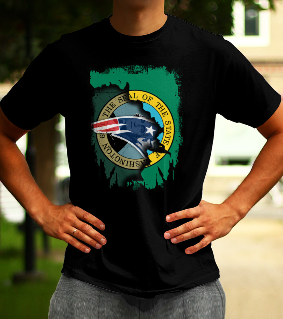 The Seal Of The State Of Washington With Patriots Logo Fusion T-Shirt